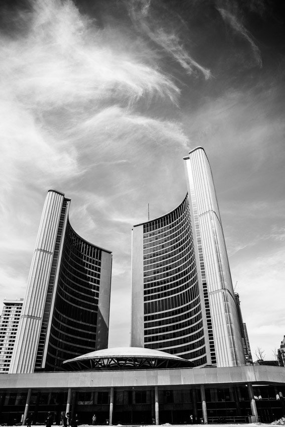Toronto black and white new city hall