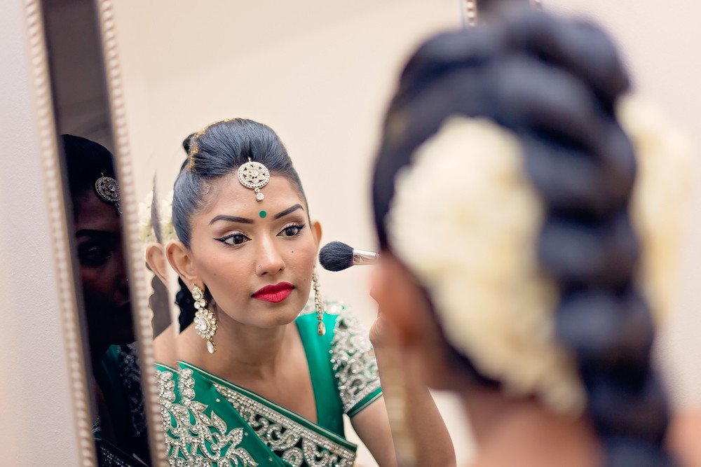 bride getting ready Sathya Sai Centre Scarborough toronto wedding photographer