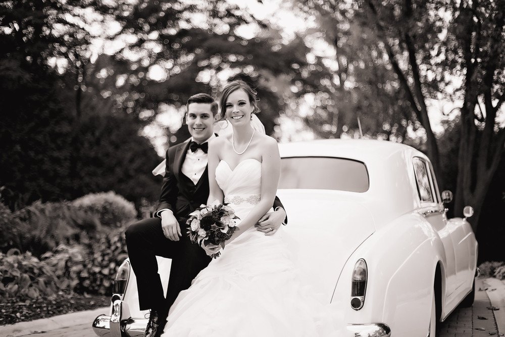 bride and groom limo Paletta Mansion Burlington