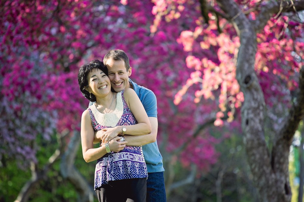 Spring Engagement High Park Blossoms and Humber Bay Arch Bridge Toronto Engagement Photographers